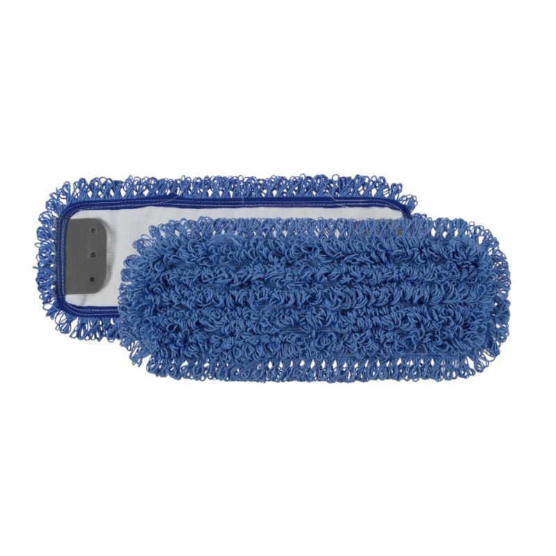 Mop met franje - Systeem met gaatjes - Microvezel - 40 cm - Blauw